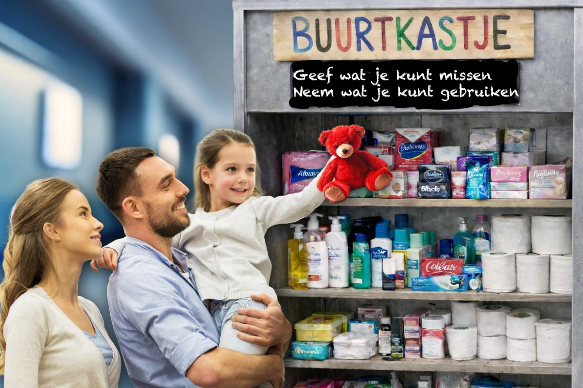 foto van het buurtkastje in de hal van het wijkcentrum