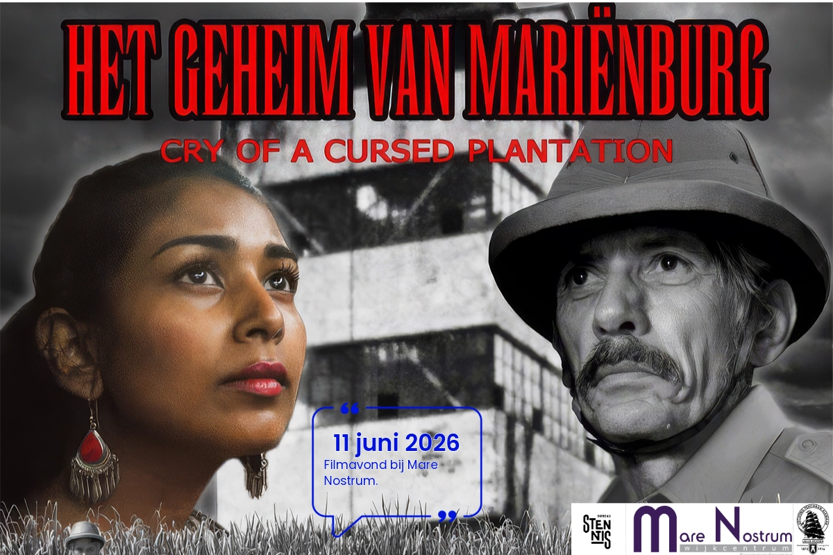 afbeelding van de filmposter een Surinaamse vrouw en een man met een tropenhelm op