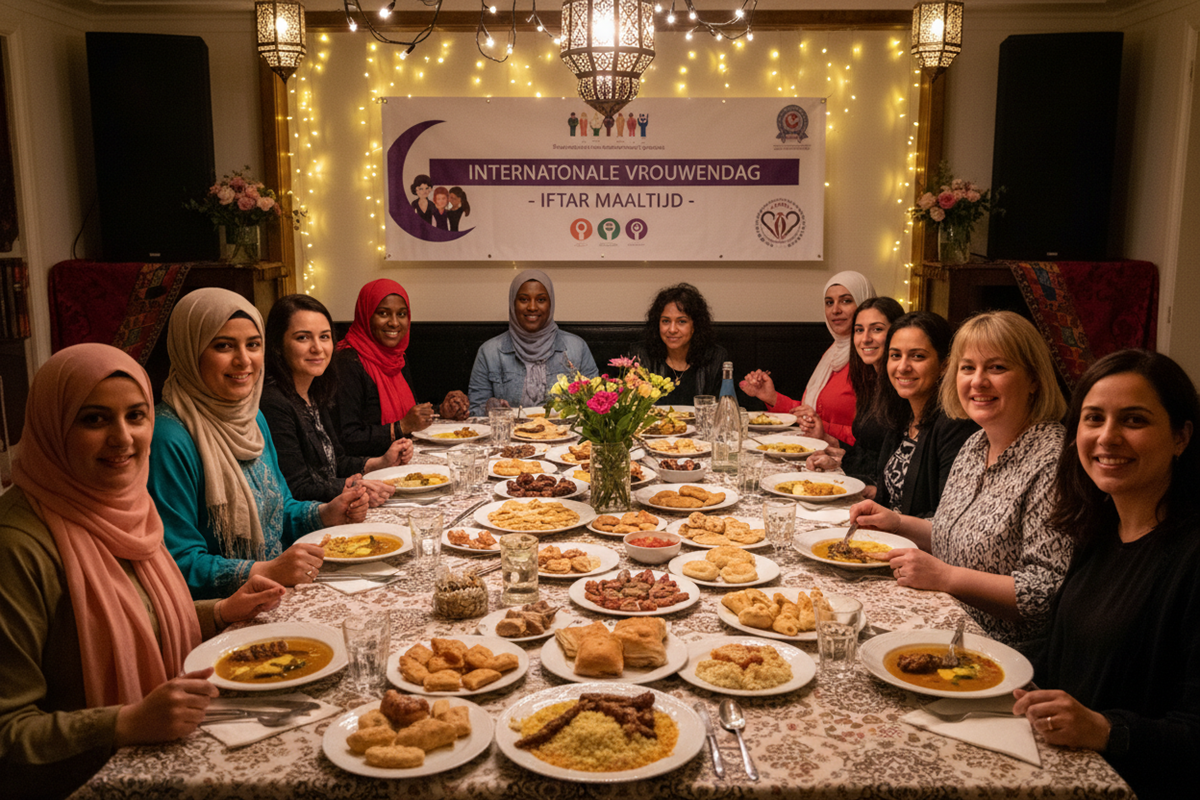 Vrouwen aan een iftartafel
