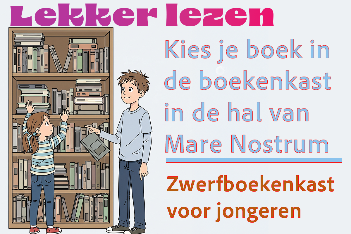 foto van de boekenkast met kinderboeken erin